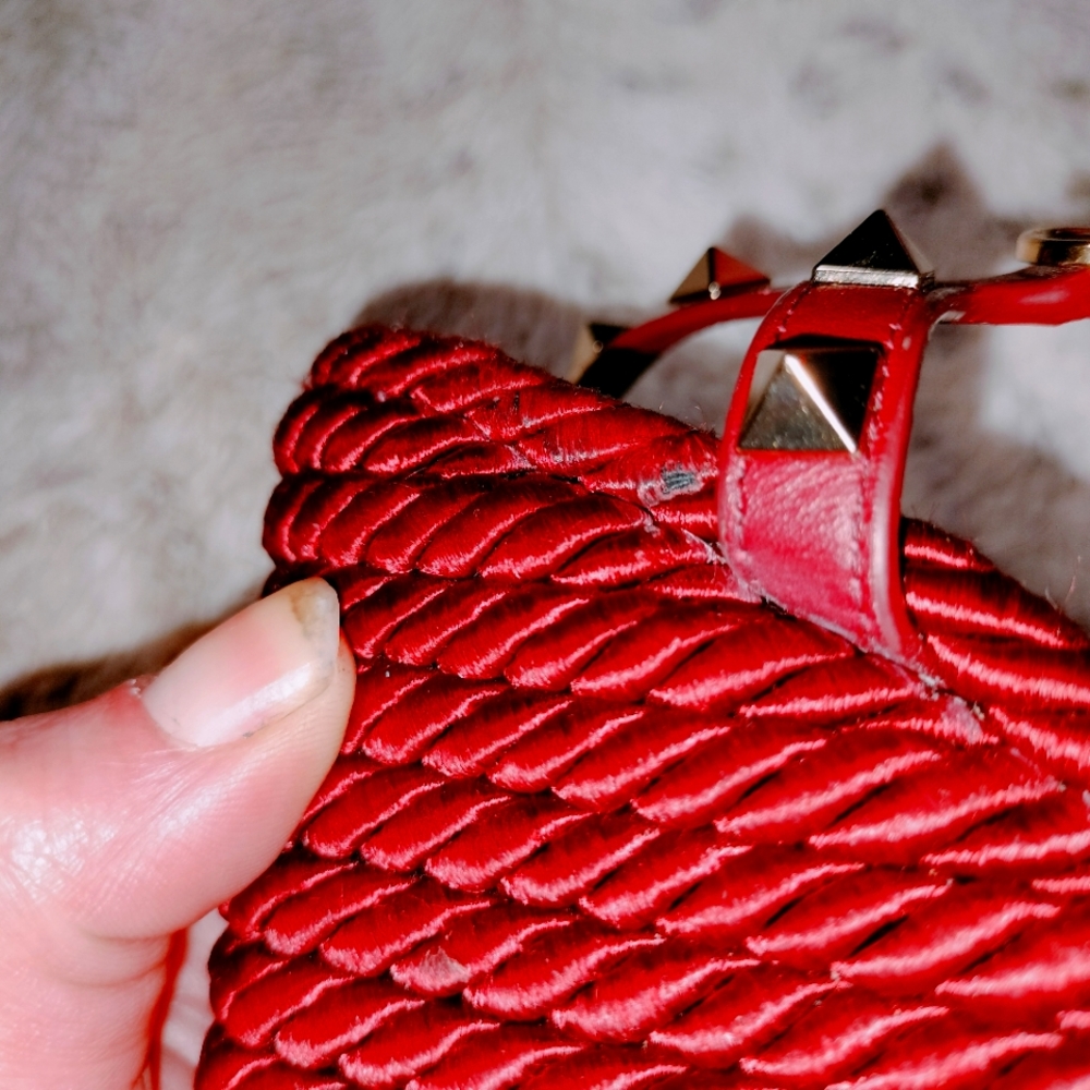 Valentino Garavani Red Rockstud leather torchon espadrille wedge - Picture 7 of 7